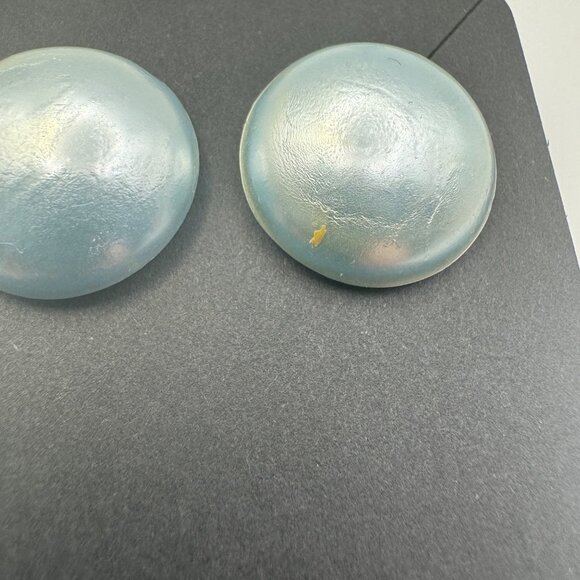 Vintage Light Blue Round  Dome Post Back Earrings - Picture 4 of 6